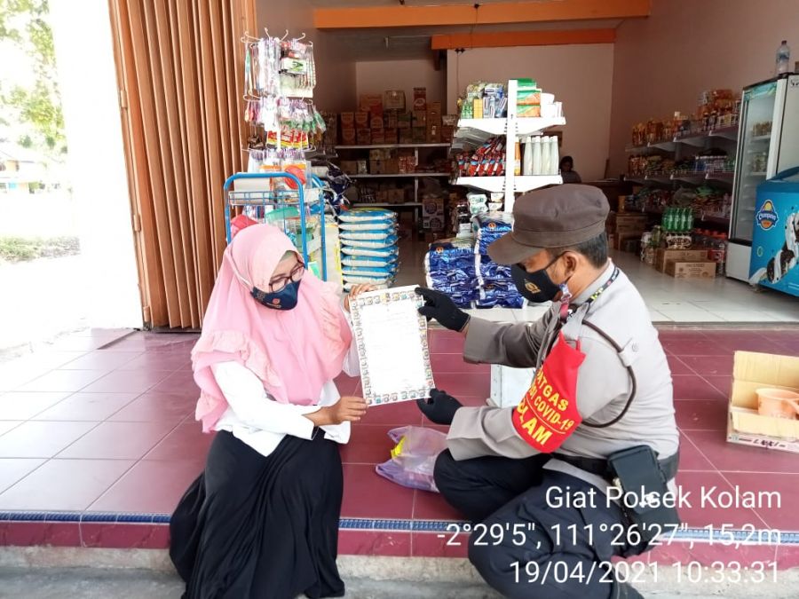 Binmas Polsek Kolam imbau warga Kecamatan Kolam cegah Karhutla.