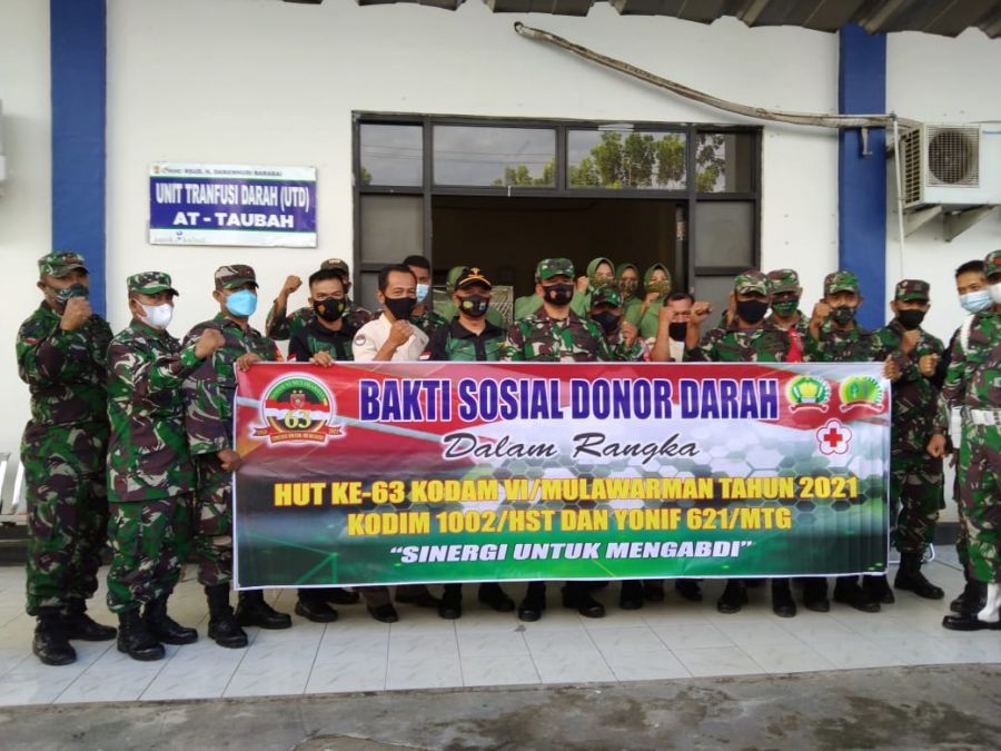 Peringati HUT ke-63 Kodam VI/Mulawarman,  Kodim 1002/Hulu Sungai Tengah Gelar Baksos Donor Darah