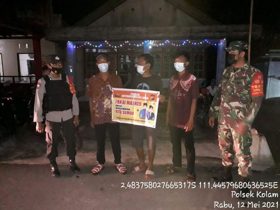 malam hari,3 pilar Kecamatan Kotawaringin Lama himbau warga taati protokol kesehatan