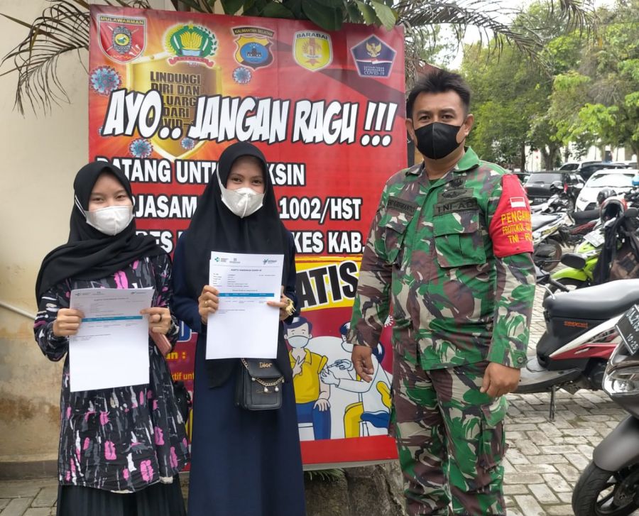 Koramil 100-02/Barabai Pendampingan Vaksinasi Tahap 2 Kepada Warga