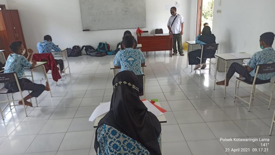 Penerapan Prokes pada pelaksanaan ujian sekolah di hari ke 3 wilayah Kecamatan Kotawaringin Lama
