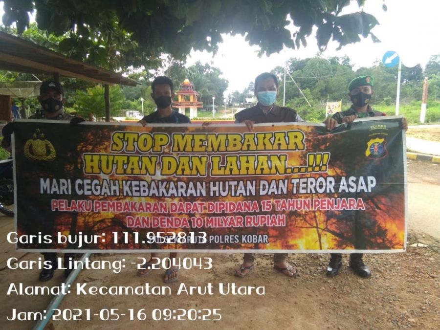 Personil Polsek Aruta melakukan imbauan Larangan karhutla