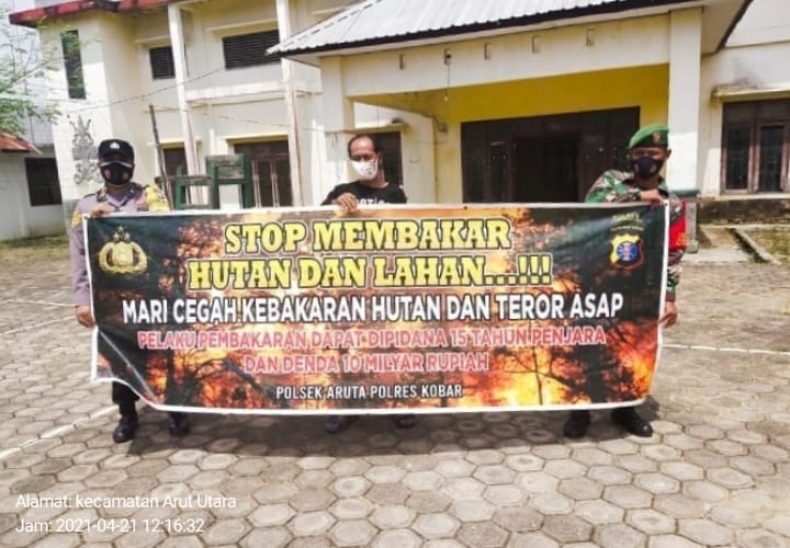 Polsek Kolam imbau warga Kecamatan Kolam cegah Karhutla. Rabu ,siang.