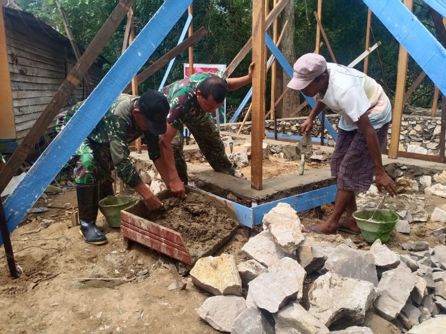 Pondasi Musholla Noor Iman Selesai Lebih Cepat oleh Anggota Kodim 1002/Hulu Sungai Tengah
