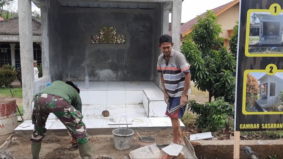 Program tambahan,Pos Kamling Mulai Direhab Satgas TMMD Ke 111