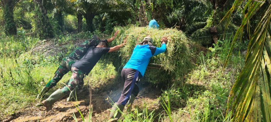 Satgas TMMD Bantu Warga Dorong Motor