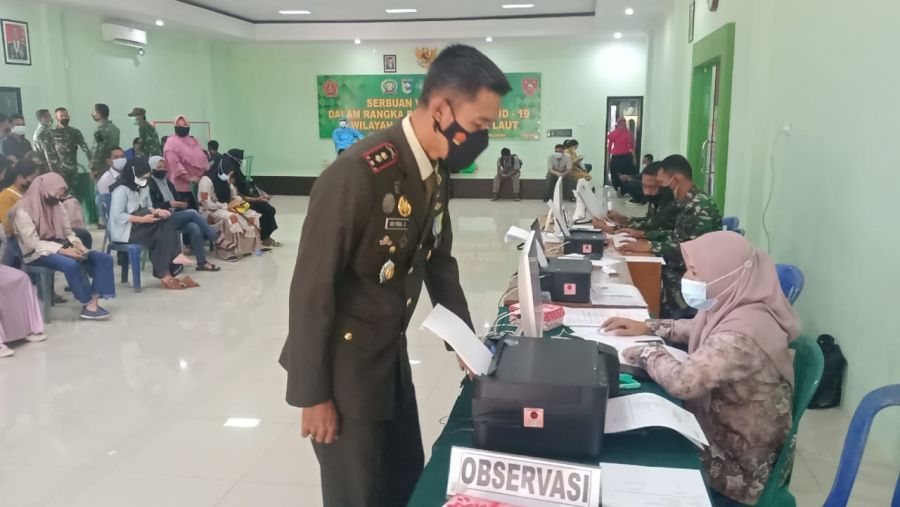 Satgas TMMD ke-111 Kodim 1009/Tla Sosialisasi Pencegahan dan vaksinasi gratis Covid-19